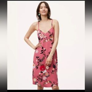 LOFT Floral Slip Dress in Pink, Size: 2